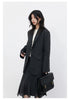 Women Woolen Blazer Coat Loose Casual Office Ladies Suit Jacket Striped Fish Tail Skirt Set Autumn Winter