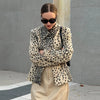 Leopard Print Women Winter Coat Faux Fur Coat Lapel Waist Tightened Jacket Single Breasted Long Sleeve Coat Daily Wear