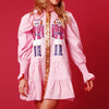 Women Christmas Sequin Nutcracker Dress Long Sleeve Tiered Glitter Nutcracker Print Holiday Party Mini Shirt Dresses