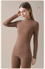 Women's Cashmere Silk Thermal Underwear Thermal Tops Warm Pants Thickened Solid Color Half Turtleneck Long Sleeve Winter Clothes