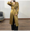 Spring Autumn Long Soft Elegant Flowy Satin Acetate Trench Coat for Women Chic British