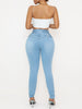 Women'S High-Waisted Stretch Denim Jeans - Sexy Slim Fit with Butt Lifting, Casual Style, Light Blue, All-Season Comfort, High W