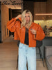 Street Print Pu Leather Women Jacket Stand Collar Long Sleeve Patchwork Female Coat Autumn Winter Lady Streetwear