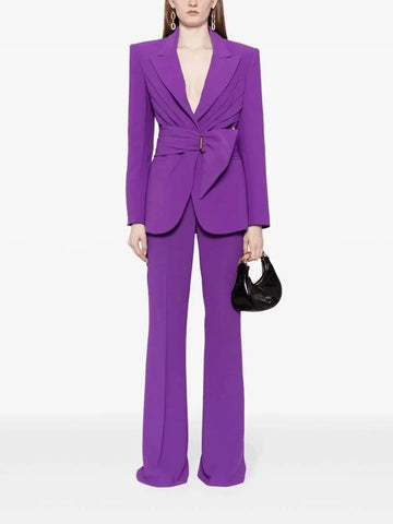 High Street Designer Runway Women's Waistband Slim Fit Blazer Suit Pants Set 2pcs