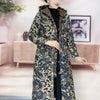 Vintage Winter Women Fleece Warm Cotton Coat Floral Print Mid-length Hooded Cotton-padded Jacket Windproof Coats