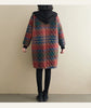 Autumn Winter Women Loose Red Plaid Parkas Hooded Padded Baggy Ladies Outerwear Vintage Buttons Pockets Warm Overcoat Parkas