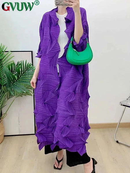 Pleated Lace-up Trench For Women Spring Loose Solid Color Diamonds Mid-length Windbreaker Female 17G2334