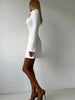 Stand Collar Long Sleeve Women Blazer Dress White Single Breasted Shoulder Pads Dress Winter Skinny Elegant Blazer Dress
