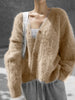 Women Knitted Thick Cashmere Wool Cardigan Chic V Neck Single Breasted Long Sleeve Sweater Fall Winter Coat Outwear