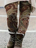 Size 1XL-5XL Women's Boho Paisley Print Elastic High Rise Skinny Leggings and Leisure Women Leggings
