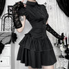 American Gothic Dark Y2K Vintage Dress Women Aesthetic Streetwear Harajuku Grunge Lace Patchwork High Waist Bow Party Dress
