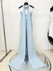Designer Women's Party Gown With Detachable Cape Diamonds Beaded Embellishments Long Dress