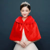 White Womens Winter Thicken Plush Wrap Stole Elbow Length Wedding Bridal Shawl Cape Warm Jacket Shrug with Lace Up Ribbon