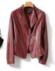 Autumn Winter Sheepskin Jacket Women Short Coat Slim Inclined Zipper Casual Tops Lady Small Outerwear Leather Blazer Coats