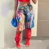 Denim Pants Women Retro Sexy Graffiti print Jeans Ripped Out Straight Trousers Street Embroidery Lady Pant