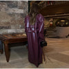 Street Pu Leather Women Long Coat Y2K Solid Belt Lapel Pocket Full Sleeve Female Jacket Autumn Winter Lady Outwear