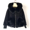 A18103 Women's Winter Wool Warm Real Fox Fur Hood Coat Lady Real Wool Long Coat Jacket Overcoat