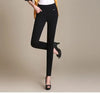 Spring Korean Black High Waisted Elastic Leg Pencil Pants Women's Solid Pockets Versatile Casual Straight Trousers