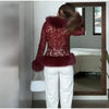 Street Faux Fur Lace Spliced Women's Jacket Black Slim Waist Lapel Long Sleeve Sexy Jackets Y2K Autumn Lady Coats