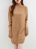 Turtleneck Sweater Women's Pullovers 100% Merino Wool Long Sweater Dress Fall Winter Warm Long Sleeve Knit Jumper Female Dresses