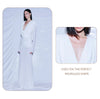 White Swinging Collar Long Dress For Women Ruched High Waist Long Sleeves Slim Elegant Evening Party Gowns