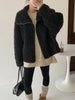 Faux Lambs Women Jacket Y2K Autumn Plush Thick Zipper Warm Coats Streetwear Long Sleeve All Match Hairy Outerwear