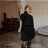 Autumn Solid Color O-neck Sweater Dress Sets Women's Clothing Long Sleeves Fishion Style Loose Knitted Short Skirt Set