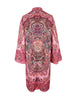 Women's Vintage Elegant Printed High Neck Kaftan Dress Long Sleeves Loose Elegant Evening Midi Dresses Robe