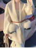 Women Winter Cashmere Wool Woolen Jacket Real Natural Fox Fur Pocket Coat Ladies Outwear Jacket