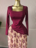 Women Print Full Sleeve Sashes Elegant Long Maxi Dress Fall Birthday Holiday Evening Sexy Party Dresses Vestidos