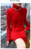 Selling 100% Mink Cashmere Knitted Women's High Neck Pullover Dress Sweater Slim Fit Solid Color Long Women's Dress