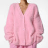Women's Cardigans Korean V-neck Sweater Coat Long Sleeve Oversized Sweater Female Buttons Solid Knitted Jacket Women
