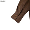 Women's Gathered Front Maxi Dresses Fall Solid Color Turn-Down Collar Long Sleeve Half Buttons Shirtdress Commuting
