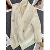 Women Suit Blazer Elegant Coat Spring Autumn Korean Blazer Double Breasted Jacket Solid Ladies Tops Clothes