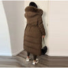 Warm Fur Collar Elastic Waist Hooded Coat Women's Elegant Waist-cinching Zippers Long Cotton Coats Winter Lady Outwear