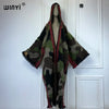 Africa classic camouflage colour print Winter Hooded cardigan dress Female abaya winter outfits for women long down coat
