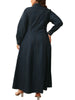 Plus Size Dresses for Women Denim Button Solid Long Elegant Maxi Dress Fall Winter Clothes