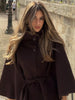 Women's Brown Belt Cropped Poncho Jacket For Women Demi-season Button Cape Cloak Coat Jackets Winter Autumn Spring Black White
