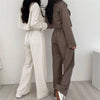 Suit Coat 2 Piece Set Women Blazer Jacket Straight Pants Ensemble Single Breasted Turn Down Collar Trousers Office Lady Outfits