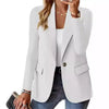 Spring Autumn Women Solid Casual Slim Blazer Elegant Chic Office Lady Basic Suits Jacket Long Sleeve Notched Collar Blazers