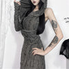 Chic Streetwear Outfit Mall Gothic Sleevelees Hooded Dress Punk Grunge Holes Hem Split Dresses for Women with One Cuff