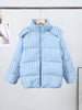 Winter Women Striped Hooded Cotton Jacket Long Sleeve Stand Zipper Buttons Thickening Padded Jackets Casual Office Lady Coat