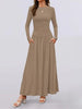 Autumn Women Long Sleeve Maxi Dress Comfortable Fit Ruched Detail Multi Color for Casual Everyday Wear