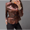 Women's Crocodile Embossed Short Jacket Round Neck Long Sleeve Single Breasted Coat Vintage Y2K Streetwear Autumn Casual Outfit