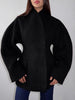 Women's Fleece Button Wasit Jacket Stand Collar Long Sleeve Pockets Oversized Coat Lady Spring Casual Outerwear