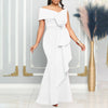 Women Off Shoulder Big Bow Skew Neck Mermaid Maxi Dress Female Evening Birthday Sexy Night Party Club Long Dresses