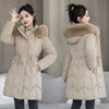 Winter Down Cotton Jacket Women Korean Cotton-Padded Thicken Warm Mid Long Hooded Parkas Slim Coat Female Casual Ladies Tops
