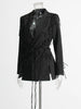 Solid Patchwork Lace Up Chic Blazer For Women Notched Collar Long Sleeve Temperament Blazers Female Style