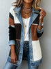 Women Coats Autumn Spring Turn Down Collar Metalic Button Patchwork Slim Basic Jackets XXYL-6416