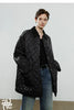 Women Cotton Jacket Winter Retro Diamond Grid Workwear Large Pocket Mid Length Jacket Brown